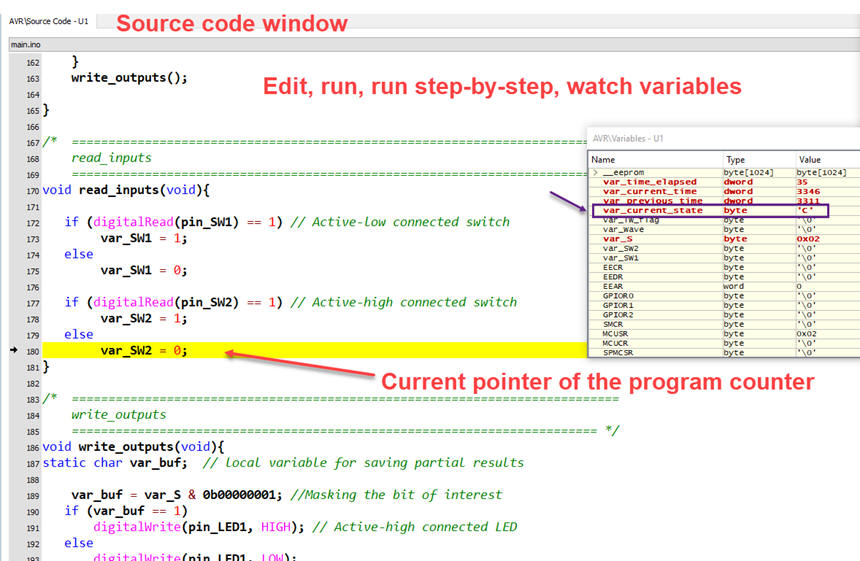 Source code window
