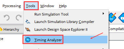 Open timing analyser results